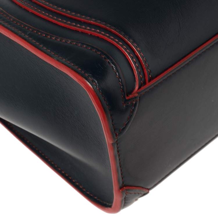 Pre Owned Celine Navy Blue/Red Leather Nano Luggage Tote