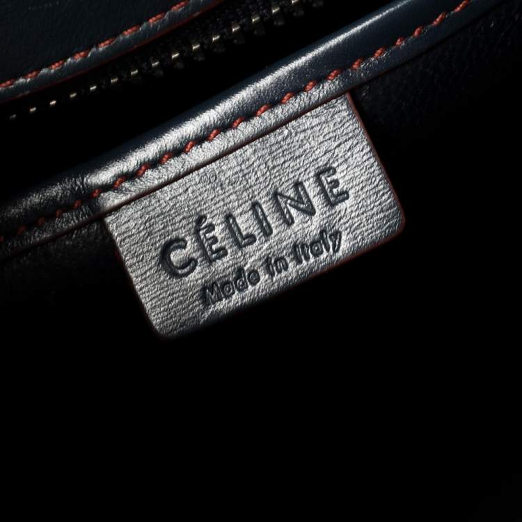 Pre Owned Celine Navy Blue/Red Leather Nano Luggage Tote