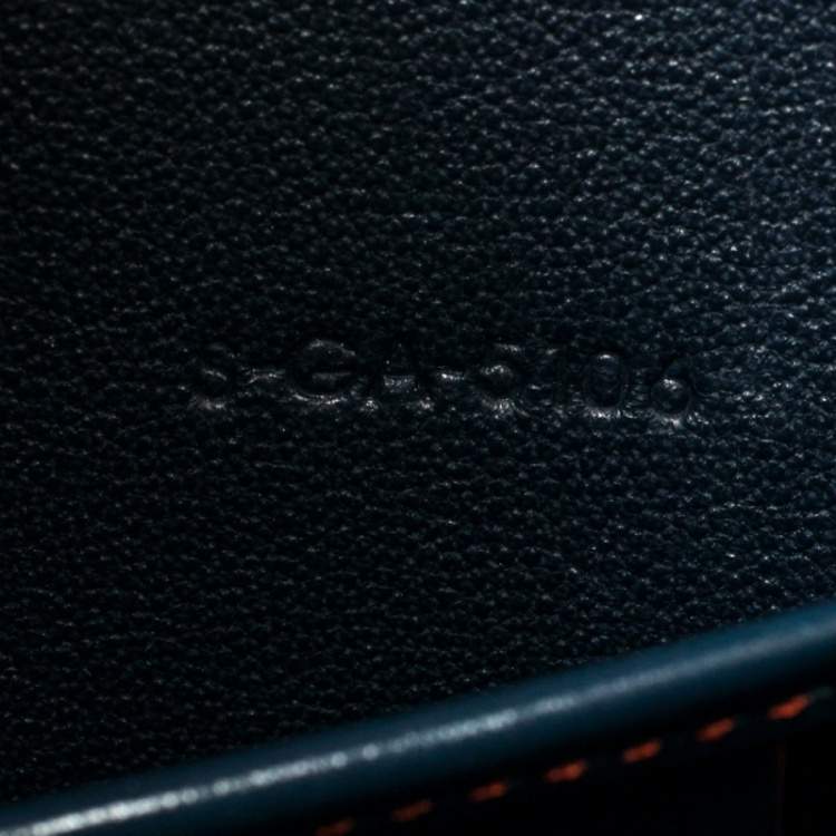 Pre Owned Celine Navy Blue/Red Leather Nano Luggage Tote