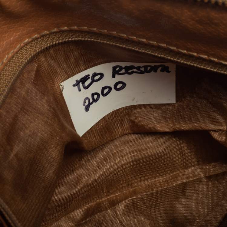 Pre Owned Céline Brown Coated Macadam Canvas And Tan Leather Boston Bag