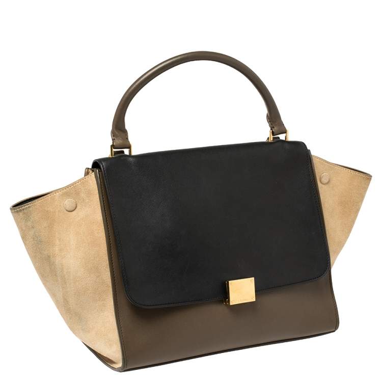 مملوكة مسبقًا Celine Tri Color Leather and Suede Medium Trapeze Top Handle Bag