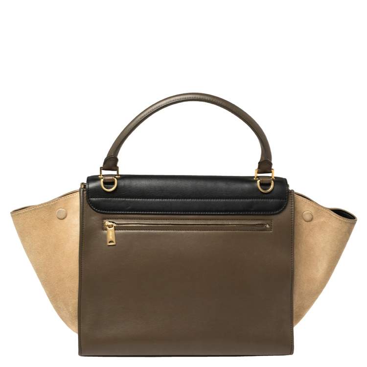 مملوكة مسبقًا Celine Tri Color Leather and Suede Medium Trapeze Top Handle Bag