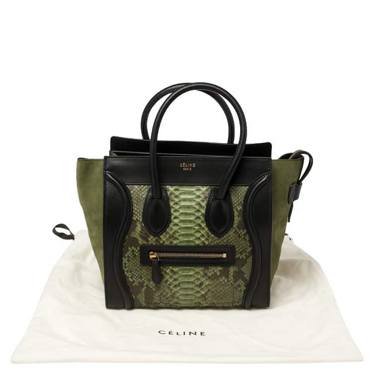 Pre Owned Celine Tri Color Python, Leather and Suede Micro Luggage Tote