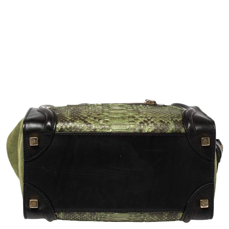 Pre Owned Celine Tri Color Python, Leather and Suede Micro Luggage Tote