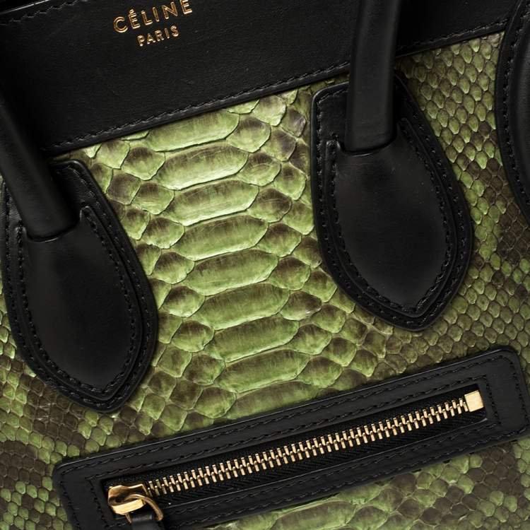 Pre Owned Celine Tri Color Python, Leather and Suede Micro Luggage Tote