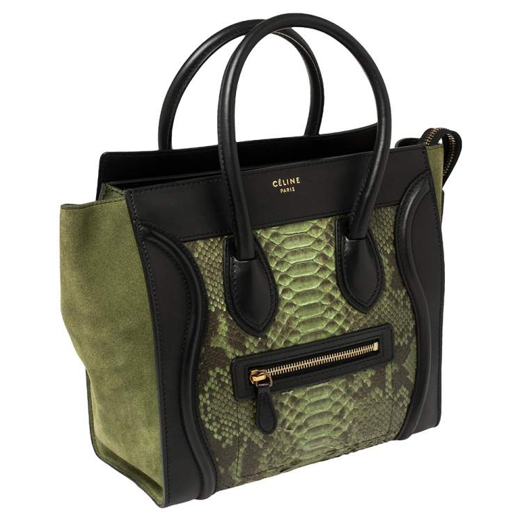 Pre Owned Celine Tri Color Python, Leather and Suede Micro Luggage Tote