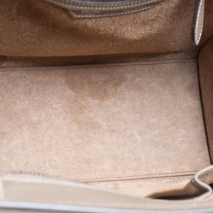 Pre Owned Celine Taupe Leather Micro Luggage Tote