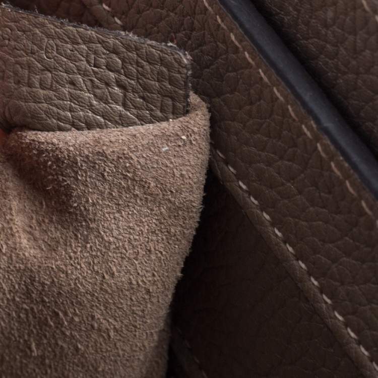 Pre Owned Celine Taupe Leather Micro Luggage Tote