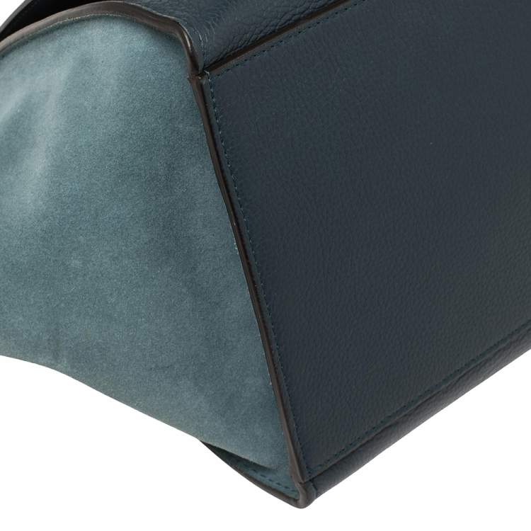 Pre Owned Celine Blue Leather and Suede Medium Trapeze Bag