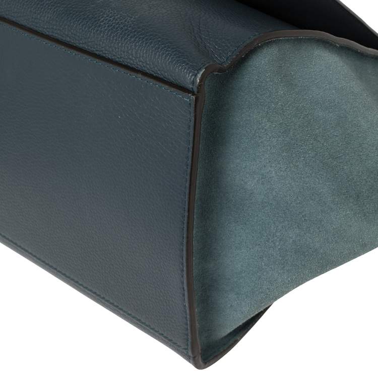 Pre Owned Celine Blue Leather and Suede Medium Trapeze Bag