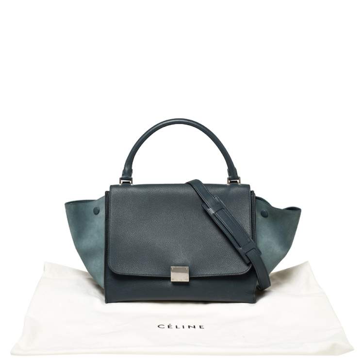 Pre Owned Celine Blue Leather and Suede Medium Trapeze Bag