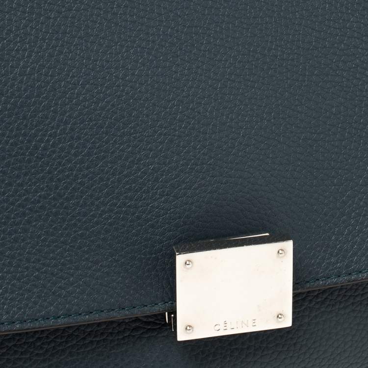 Pre Owned Celine Blue Leather and Suede Medium Trapeze Bag