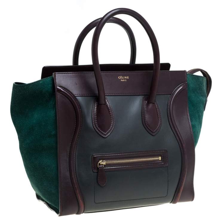 Pre Owned Celine Tri Color Leather and Suede Mini Luggage Tote