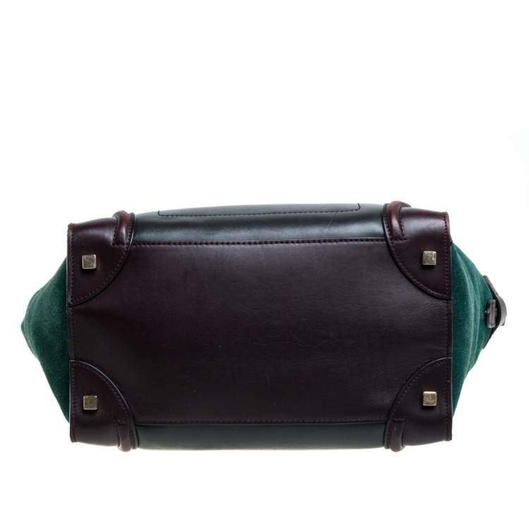 Pre Owned Celine Tri Color Leather and Suede Mini Luggage Tote