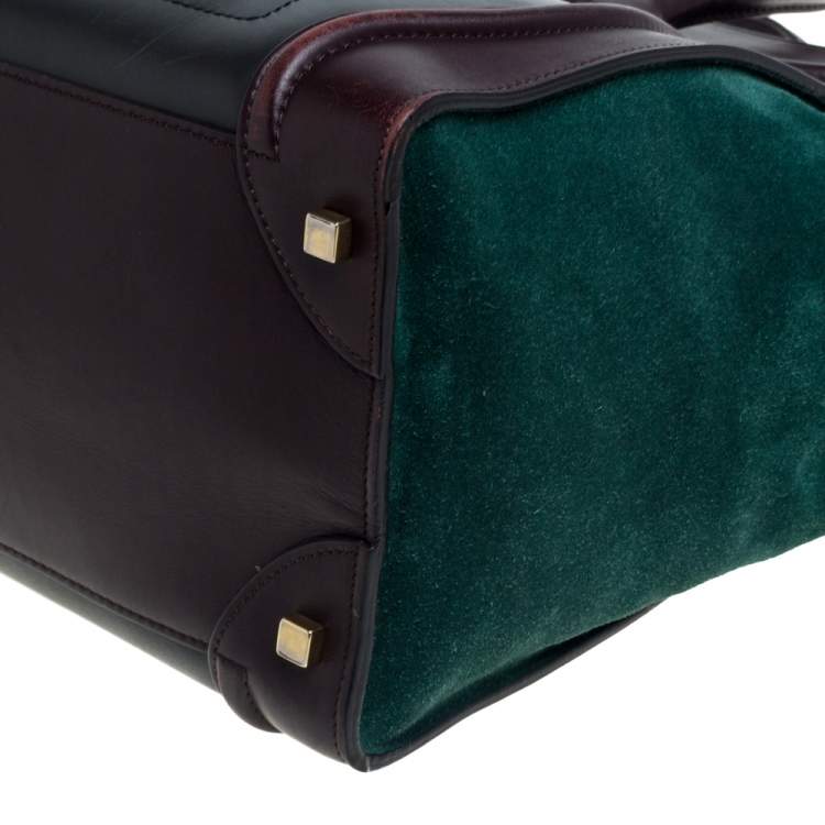 Pre Owned Celine Tri Color Leather and Suede Mini Luggage Tote
