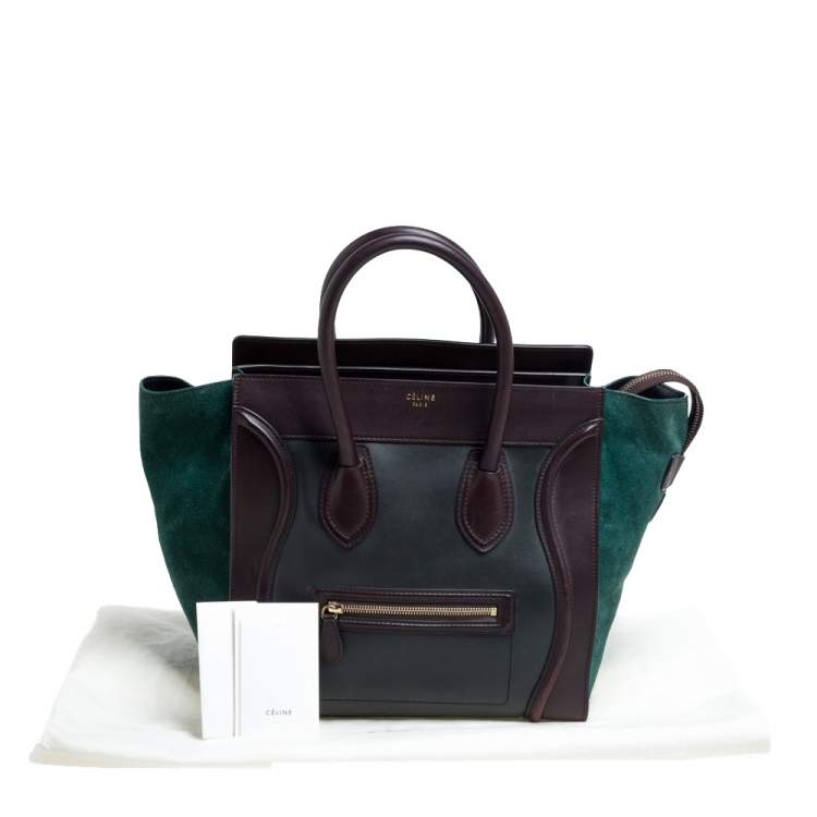 Pre Owned Celine Tri Color Leather and Suede Mini Luggage Tote