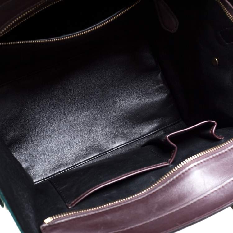 Pre Owned Celine Tri Color Leather and Suede Mini Luggage Tote