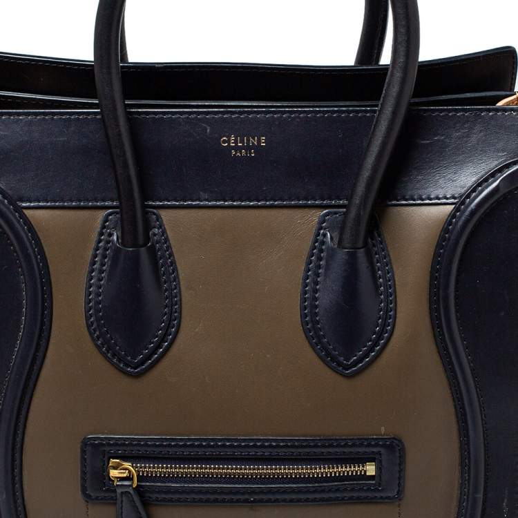 Pre Owned Celine Tri Color Leather Mini Luggage Tote