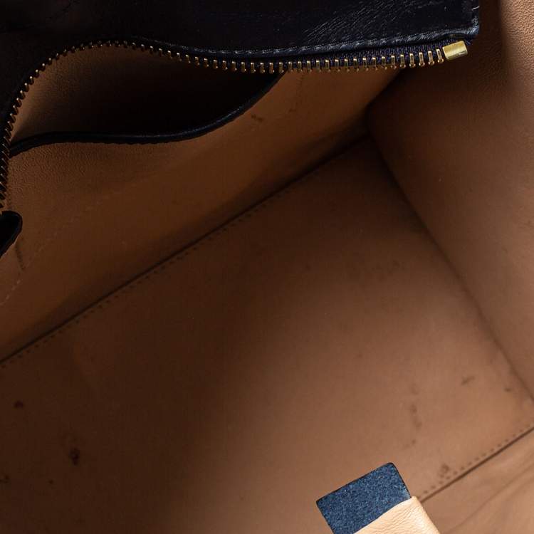 Pre Owned Celine Tri Color Leather Mini Luggage Tote