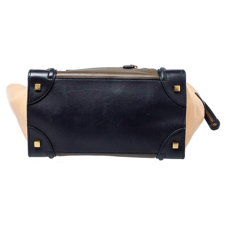 Pre Owned Celine Tri Color Leather Mini Luggage Tote