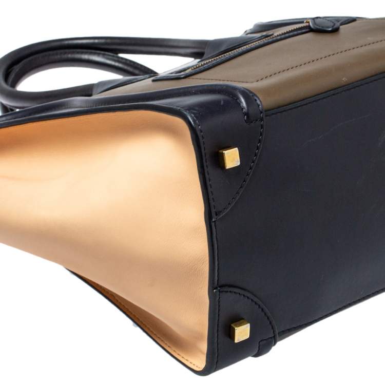 Pre Owned Celine Tri Color Leather Mini Luggage Tote