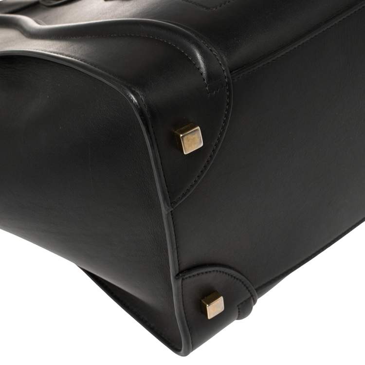 Pre Owned Celine Black Leather Mini Luggage Tote