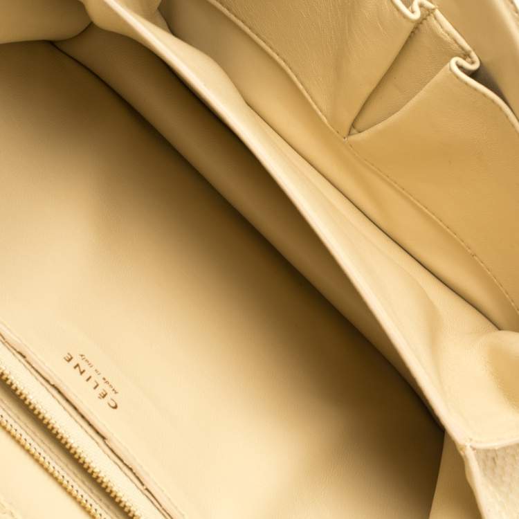 Pre Owned Celine Cream Python Medium Classic Box Shoulder Bag