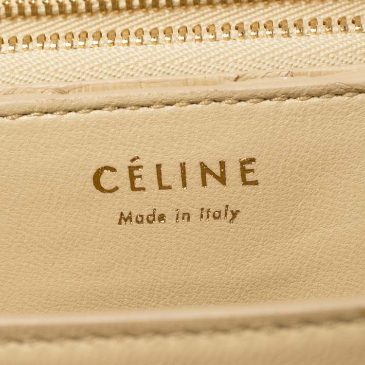 Pre Owned Celine Cream Python Medium Classic Box Shoulder Bag