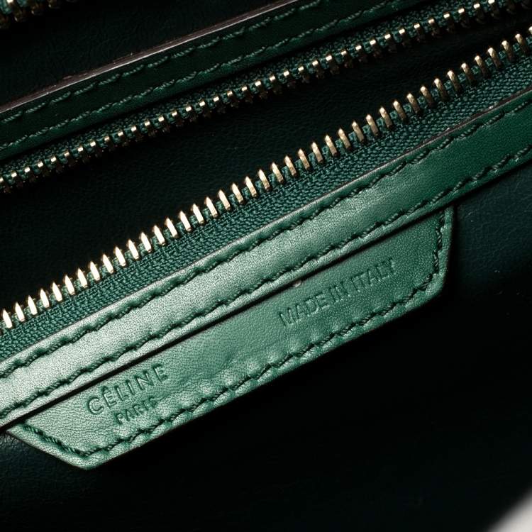 Pre Owned Celine Dark Green Python and Leather Mini Luggage Tote