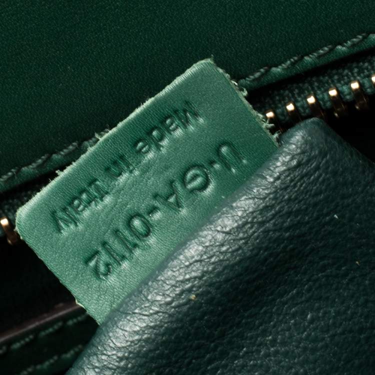 Pre Owned Celine Dark Green Python and Leather Mini Luggage Tote