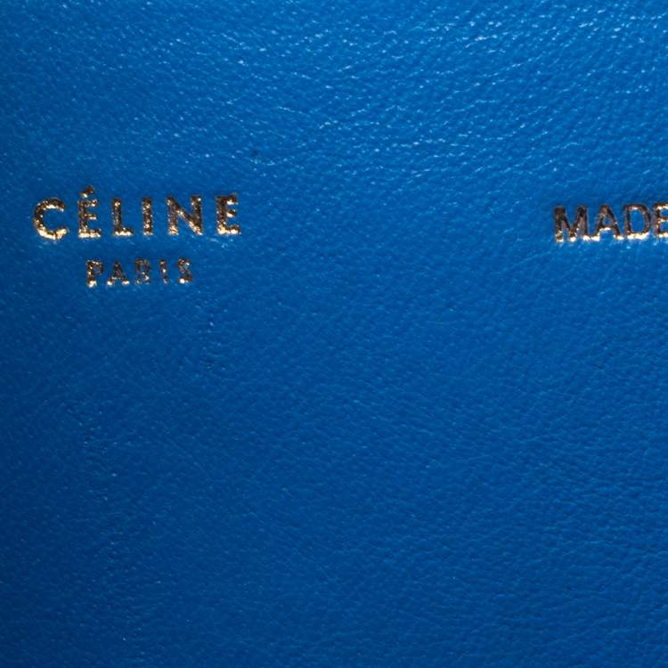 Pre Owned Celine Blue Python and Suede Medium Trapeze Top Handle Bag