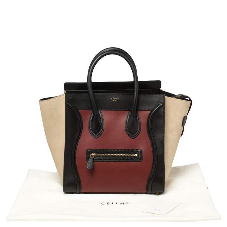 Pre Owned Celine Multicolor Leather and Suede Mini Luggage Tote