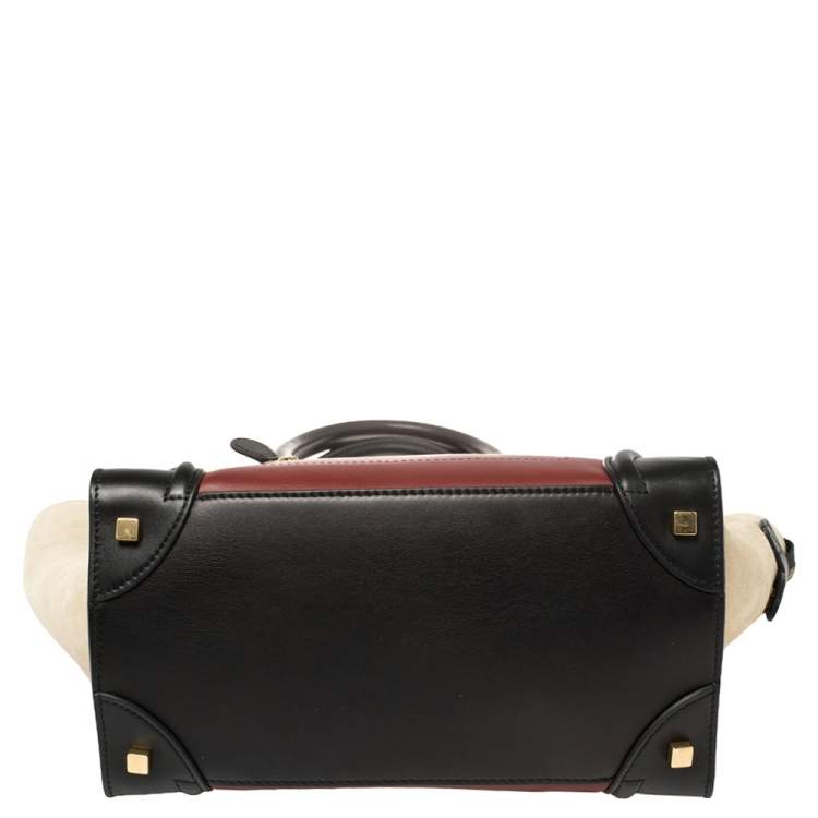 Pre Owned Celine Multicolor Leather and Suede Mini Luggage Tote