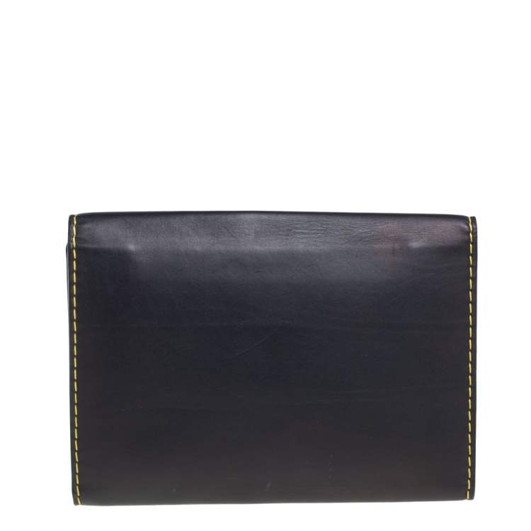 Pre Owned Celine Blue Leather Flap Clutch