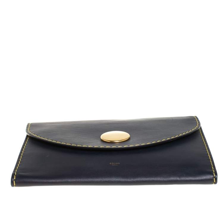 Pre Owned Celine Blue Leather Flap Clutch