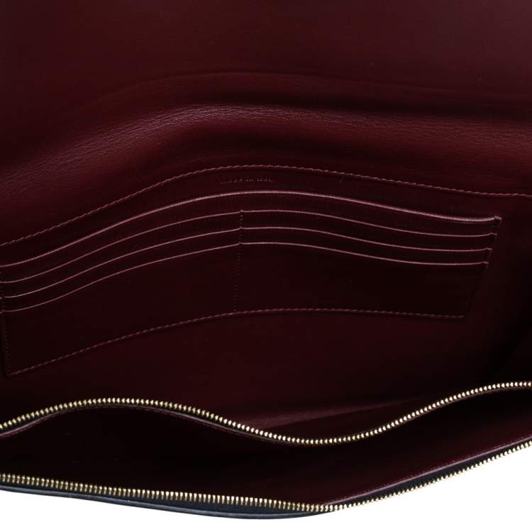 Pre Owned Celine Blue Leather Flap Clutch