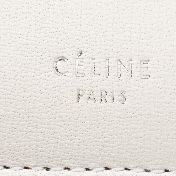 Pre Owned Celine White Leather Medium Clasp Top Handle Bag
