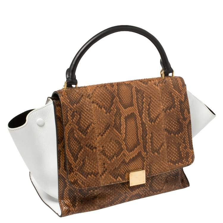 Pre Owned Celine Multicolor Python and Leather Medium Trapeze Bag