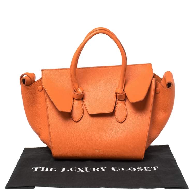 Pre Owned Celine Burnt Orange Leather Mini Tie Tote