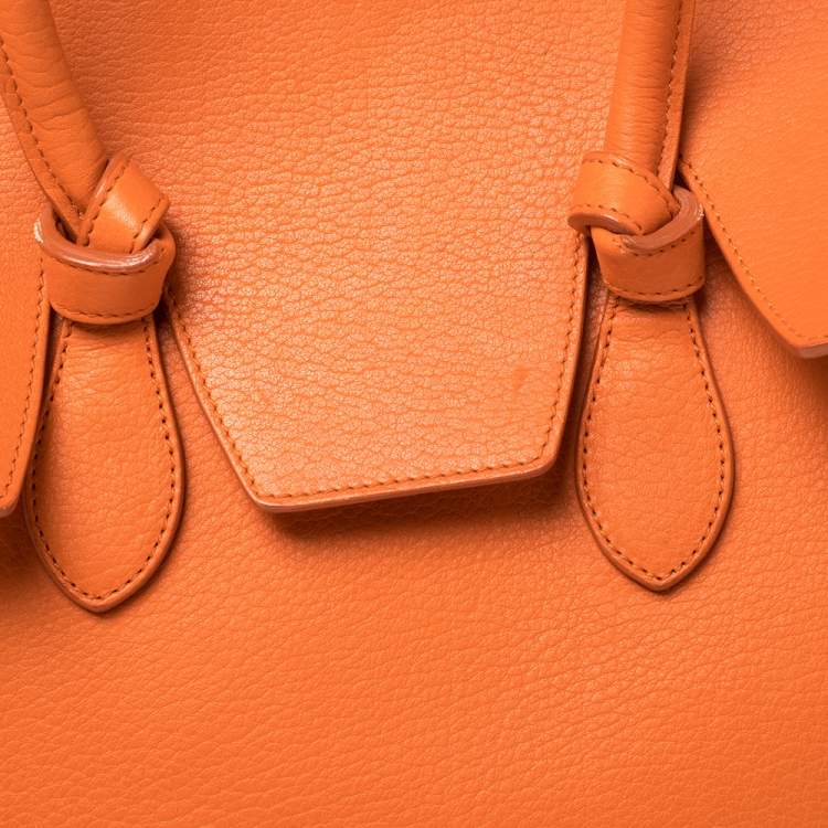 Pre Owned Celine Burnt Orange Leather Mini Tie Tote