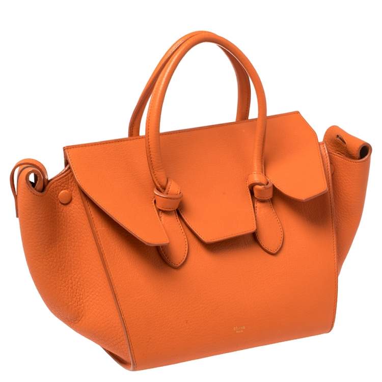 Pre Owned Celine Burnt Orange Leather Mini Tie Tote
