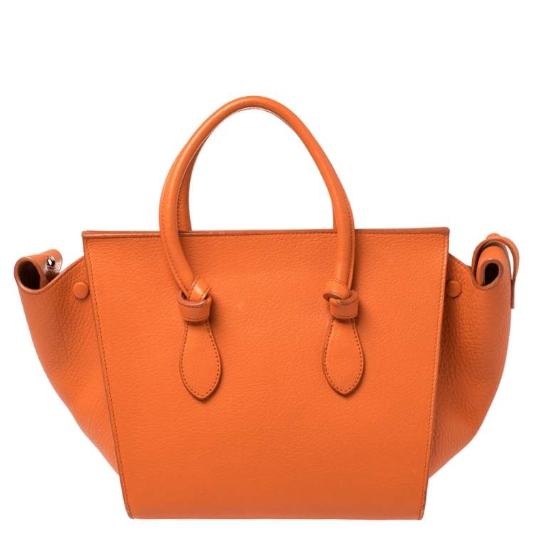 Pre Owned Celine Burnt Orange Leather Mini Tie Tote