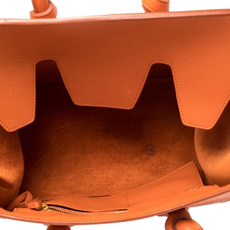Pre Owned Celine Burnt Orange Leather Mini Tie Tote