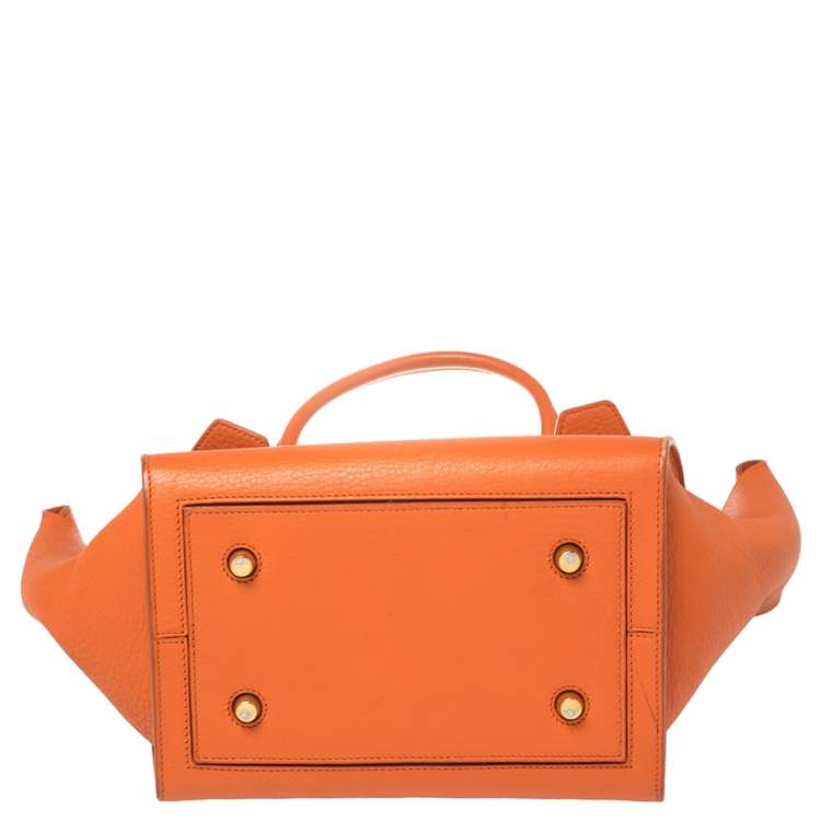 Pre Owned Celine Burnt Orange Leather Mini Tie Tote