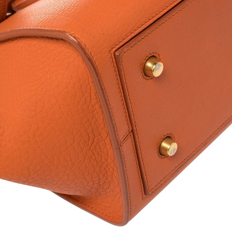 Pre Owned Celine Burnt Orange Leather Mini Tie Tote
