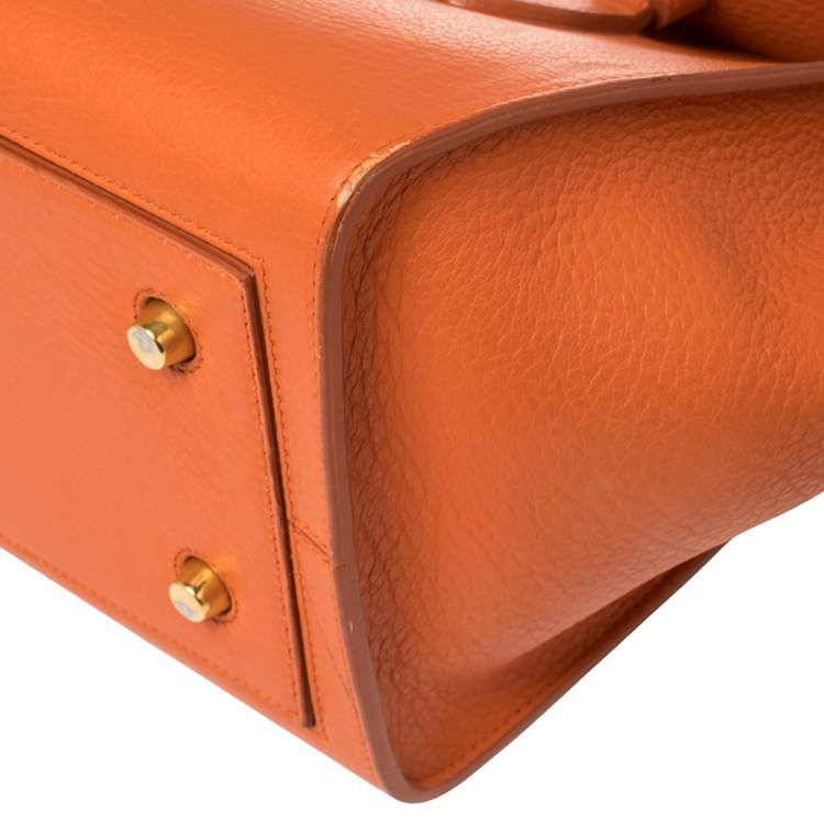 Pre Owned Celine Burnt Orange Leather Mini Tie Tote