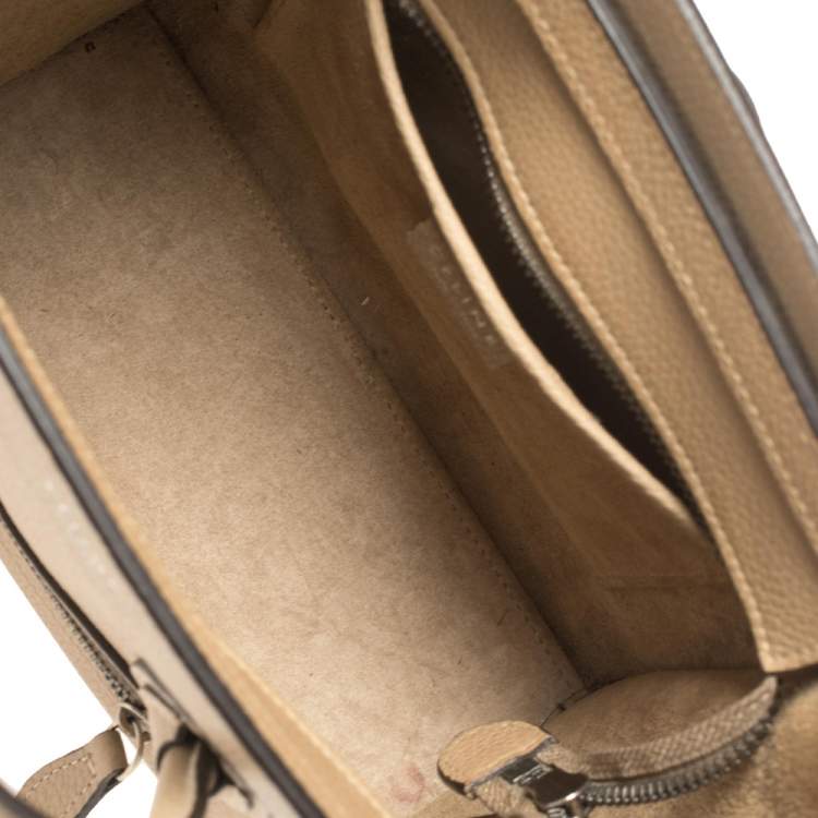 Pre Owned Celine Beige Leather Nano Luggage Tote