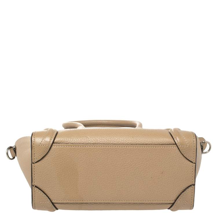 Pre Owned Celine Beige Leather Nano Luggage Tote