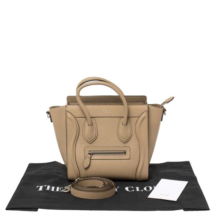 Pre Owned Celine Beige Leather Nano Luggage Tote