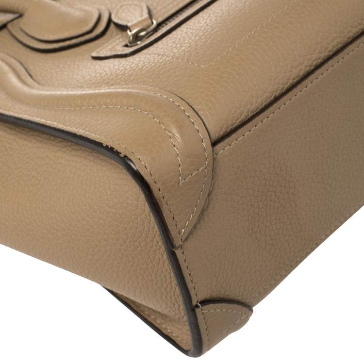 Pre Owned Celine Beige Leather Nano Luggage Tote